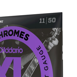 D'Addario ECG24 XL Chromes Flat Wound Electric Guitar Strings, Jazz Light, 11-50 Gauge