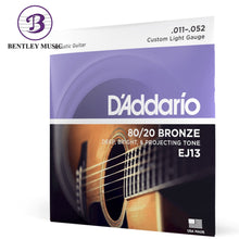 D’Addario EJ13 80/20 Bronze Acoustic Guitar Strings, Custom Light, 11-52 Gauge