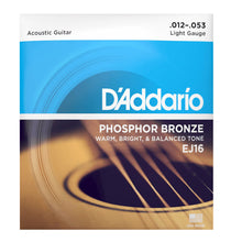 D'Addario EJ16 Phosphor Bronze Acoustic Guitar Strings, Light, 12-53 Gauge