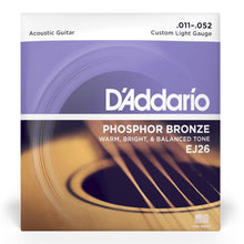 D’Addario EJ26 Phosphor Bronze Acoustic Guitar Strings, Custom Light, 11-52 Gauge