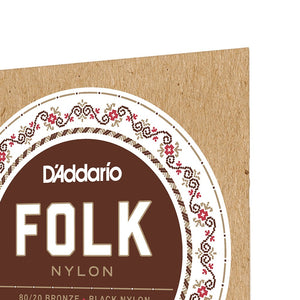 D'Addario EJ34 80/20 Bronze/Black Nylon Classical Guitar Strings, Normal Tension Ball End