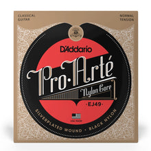 D'Addario EJ49 Pro-Arté Black Nylon Classical Guitar Strings, Normal Tension