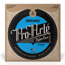D'Addario EJ50 Pro-Arté Black Nylon Classical Guitar Strings, Hard Tension