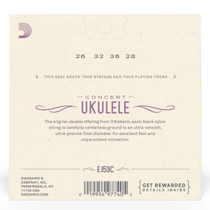 D'Addario EJ53C Pro-Arté Black Nylon Concert Ukulele Strings