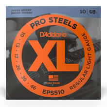 D'Addario EPS510 XL ProSteels Round Wound Electric Guitar Strings, Regular Light, 10-46 Gauge