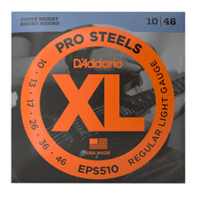 D'Addario EPS510 XL ProSteels Round Wound Electric Guitar Strings, Regular Light, 10-46 Gauge