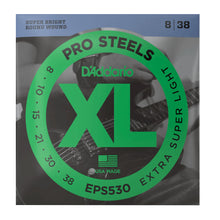D'Addario EPS530 XL ProSteels Round Wound Electric Guitar Strings, Extra Super Light, 8-38 Gauge