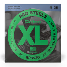 D'Addario EPS530 XL ProSteels Round Wound Electric Guitar Strings, Extra Super Light, 8-38 Gauge