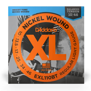 D'Addario EXL110BT XL Nickel Wound Electric Guitar Strings, Balanced Tension Regular Light, 10-46 Gauge