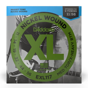 D'Addario EXL117 XL Nickel Wound Electric Guitar Strings, Medium Top/Extra-Heavy Bottom, 11-56 Gauge