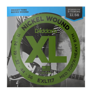D'Addario EXL117 XL Nickel Wound Electric Guitar Strings, Medium Top/Extra-Heavy Bottom, 11-56 Gauge