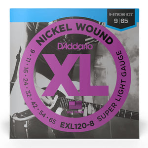 D'Addario EXL120-8 XL Nickel Wound 8-String Electric Guitar Strings, Super Light, 9-65 Gauge