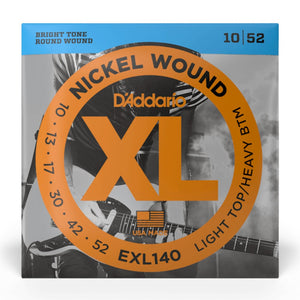 D’Addario EXL140 XL Nickel Wound Electric Guitar Strings, Light Top/Heavy Bottom, 10-52 Gauge