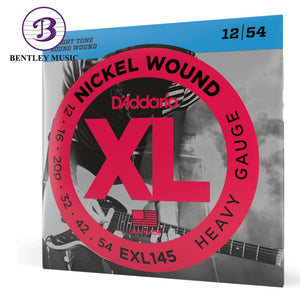 D’Addario EXL145 XL Nickel Wound Electric Guitar Strings, Heavy Plain 3rd, 12-54 Gauge