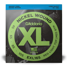 D’Addario EXL165 XL Nickel Wound Electric Bass Strings, Regular Light Top/Medium Bottom, Long Scale, 45-105 Gauge
