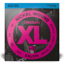 D'Addario EXL170 XL Nickel Wound Electric Bass Strings, Regular Light, Long Scale, 45-100 Gauge