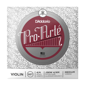 D’Addario J56W 4/4M Pro-Arté Violin String Set with Wound E, 4/4 Scale, Medium Tension