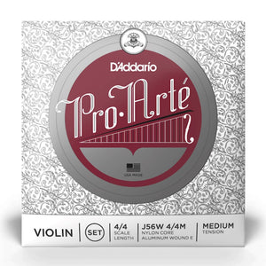 D’Addario J56W 4/4M Pro-Arté Violin String Set with Wound E, 4/4 Scale, Medium Tension