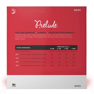 D'Addario J610 3/4M Prelude Bass String Set, 3/4 Scale, Medium Tension