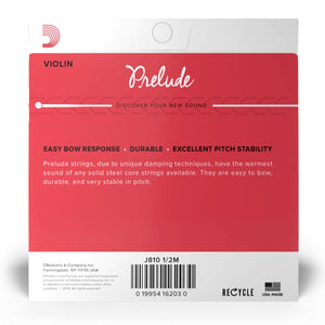 D’Addario J810 1/2M Prelude Violin String Set, 1/2 Scale, Medium Tension