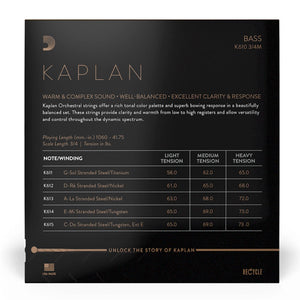 D'Addario K611 3/4M Kaplan Bass Single G String, 3/4 Scale, Medium Tension