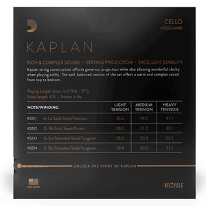 D'Addario KS512 4/4M Kaplan Cello Single D String, 4/4 Scale, Medium Tension
