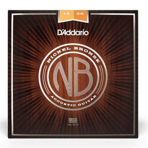 D’Addario NB1256 Nickel Bronze Acoustic Guitar Strings, Light Top / Medium Bottom, 12-56 Gauge