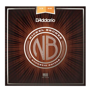 D’Addario NB1256 Nickel Bronze Acoustic Guitar Strings, Light Top / Medium Bottom, 12-56 Gauge