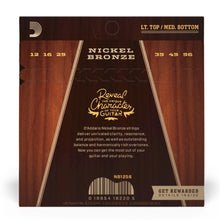 D’Addario NB1256 Nickel Bronze Acoustic Guitar Strings, Light Top / Medium Bottom, 12-56 Gauge