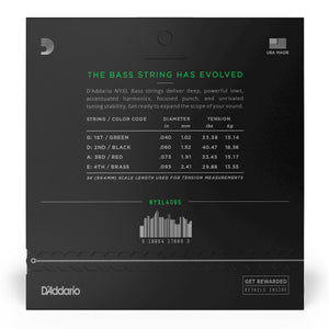 D’Addario NYXL4095 NYXL Electric Bass Strings, Super Light, Long Scale, 40-95 Gauge