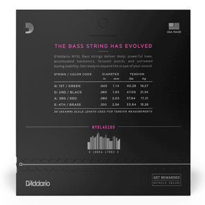 D’Addario NYXL45100 NYXL Electric Bass Strings, Regular Light, Long Scale, 45-100 Gauge