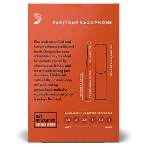 Rico by D’Addario RLA1020 Baritone Saxophone Reeds, Strength 2.0, 10-Pack