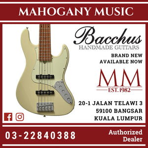 Bacchus WJB5-630-RSM/M-Act-OWH Universe Series Roasted Maple 5-String Electric Bass, Olympic White