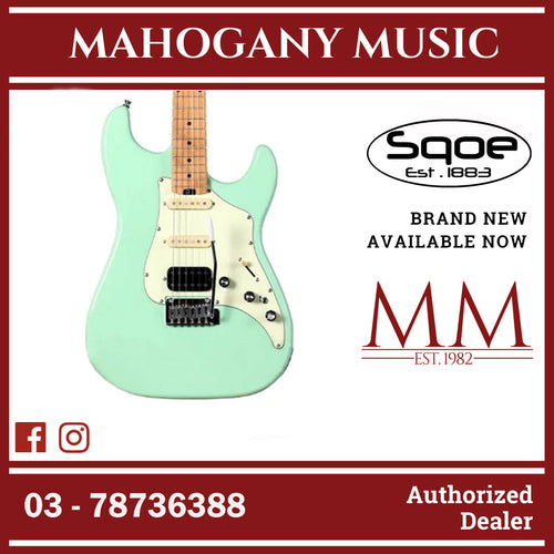 SQOE SEST800 HSS Roasted Maple Series Electric Guitar ( SEST / SEST-800 / ST 800 ) green