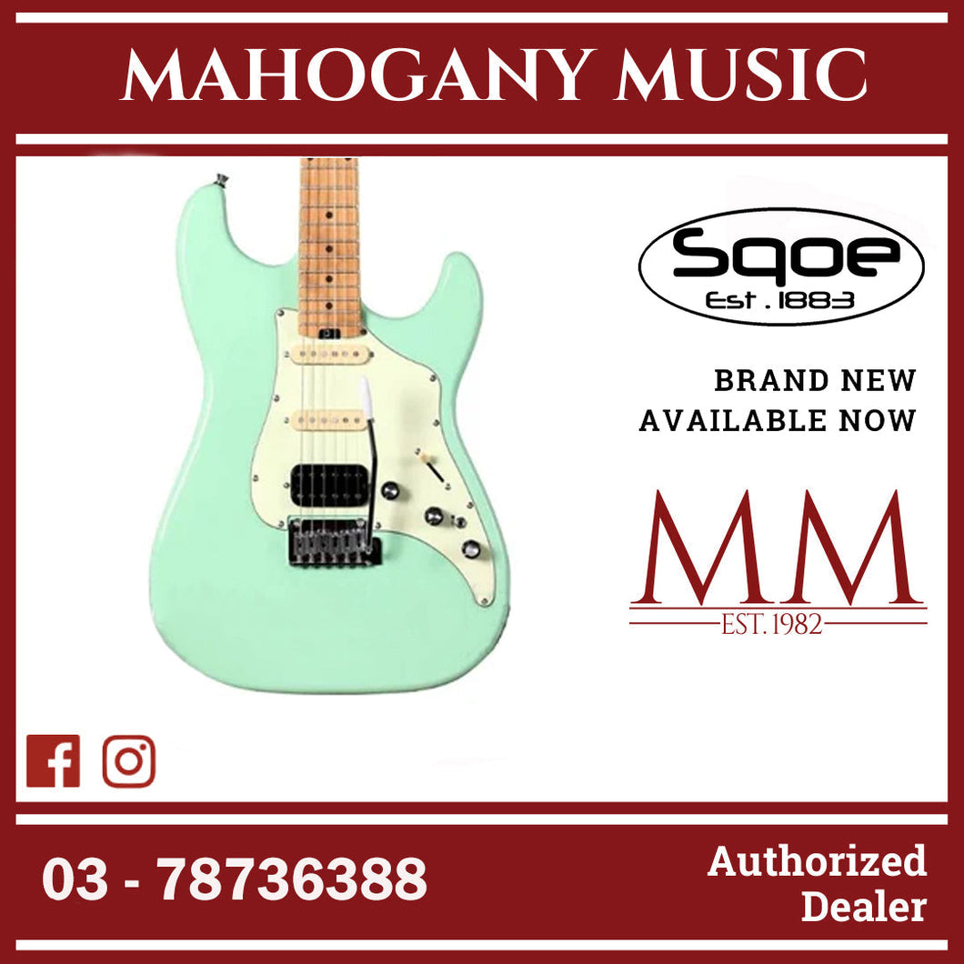 SQOE SEST800 HSS Roasted Maple Series Electric Guitar ( SEST / SEST-800 / ST 800 ) green