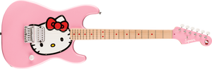 Squier by Fender Limited Edition Hello Kitty Stratocaster Electric Guitar, Maple FB, Pink