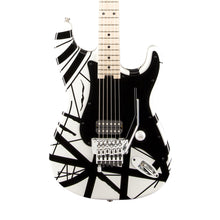[PREORDER] EVH Stripe Series Stratocaster Electric Guitar, Maple FB, White w/Black Stripes