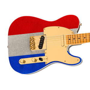 [PREORDER] Fender Limited Edition Buck Owens Telecaster Electric Guitar, Maple FB, Red, Silver and Blue Sparkle