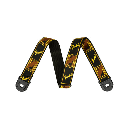 Fender Quickgrip Monogram Guitar Strap, Black/Yellow/Brown