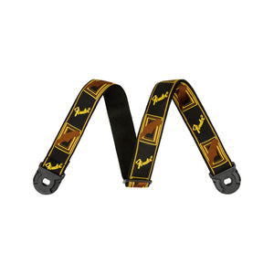 Fender Quickgrip Monogram Guitar Strap, Black/Yellow/Brown