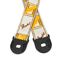 Fender Quickgrip Monogram Guitar Strap, White/Yellow/Brown