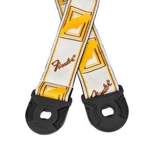 Fender Quickgrip Monogram Guitar Strap, White/Yellow/Brown