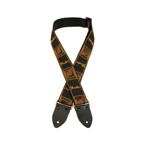 Fender Legacy Monogram Guitar Strap, Black/Yellow/Brown