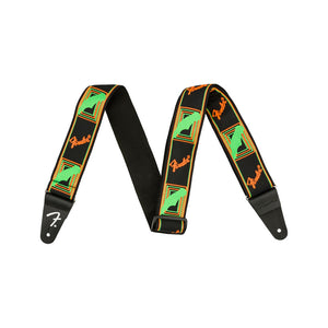 Fender Neon Monogram Guitar Strap, Green/Orange