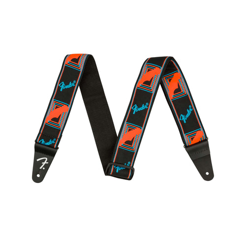 Fender Neon Monogram Guitar Strap, Blue/Orange