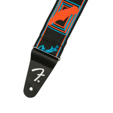 Fender Neon Monogram Guitar Strap, Blue/Orange