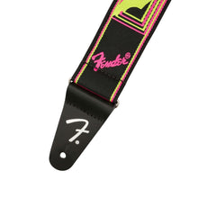 Fender Neon Monogram Guitar Strap, Yellow/Pink
