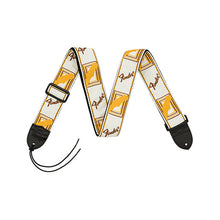 Fender 2 Inch Monogrammed Strap, White/Brown/Yellow