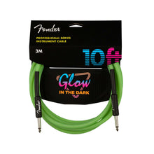 Fender 10 FT Professional Series Glow in the Dark Instrument Cable, Green