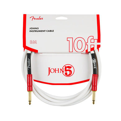 Fender John 5 10FT Instrument Cable, White and Red